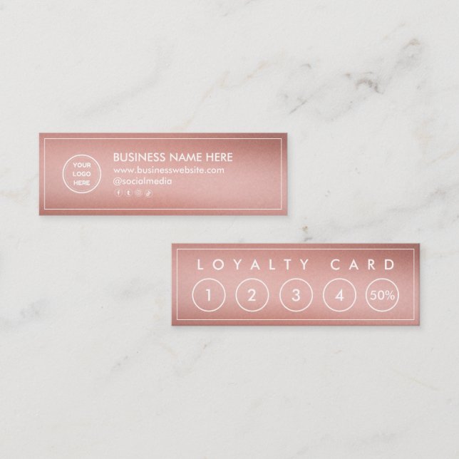 Rose Gold Mini Chic Modern Minimalist Loyalty Card (Front/Back)