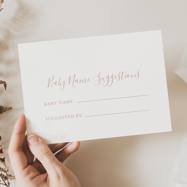Rose Gold Minimalist Baby Name Suggestions Card (Creator Uploaded)
