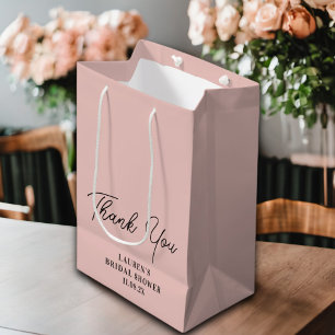Rose Gold Minimalist Bridal Shower Thank You Medium Gift Bag
