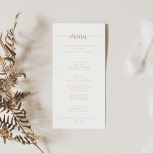 Rose Gold Minimalist Calligraphy Dinner Menu