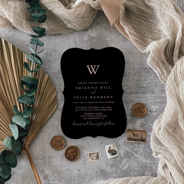 Rose Gold Minimalist Monogram Wedding  Invitation (Creator Uploaded)