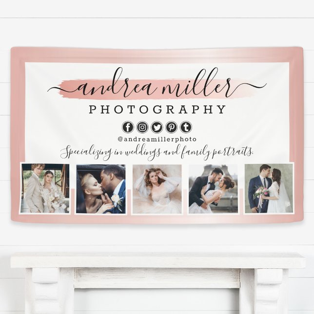 Rose Gold Minimalist Photographer Marketing Photos Banner (Creator Uploaded)