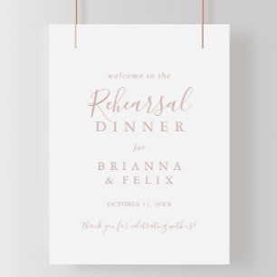 Rose Gold Minimalist Rehearsal Dinner Welcome Sign