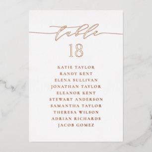 Rose Gold Minimalist Script Wedding Seating Card