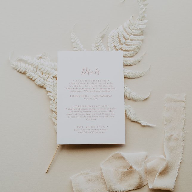 Rose Gold Minimalist Wedding Details  Enclosure Card (Creator Uploaded)
