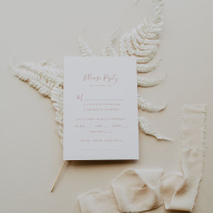 Rose Gold Minimalist Wedding Menu Choice RSVP
