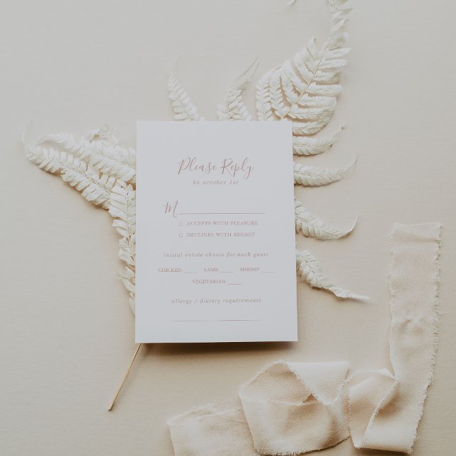 Rose Gold Minimalist Wedding Menu Choice RSVP (Creator Uploaded)