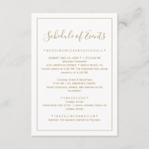 Rose Gold Minimalist Wedding Schedule Card