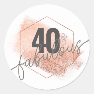 Rose Gold Minimalistic 40s Birthday Postcard Class Classic Round Sticker