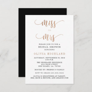 Rose Gold Miss to Mrs Bridal Shower Invitations