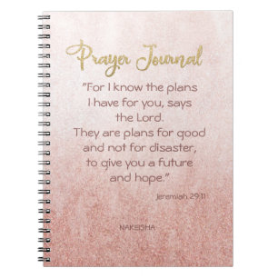 Rose Gold Mist Gold Lettering Personalised Prayer Notebook