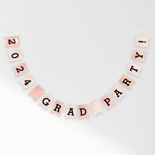 Rose Gold Modern 2024 Grad Party Graduation Bunting