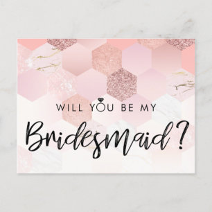 Rose Gold Modern Bridesmaid Proposal Postcard