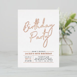 Rose Gold Modern Brush Script Adult Birthday Party