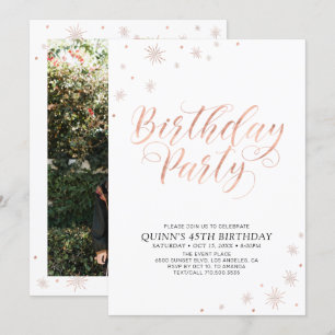 Rose Gold Modern Chic Adult Birthday Party Invitation