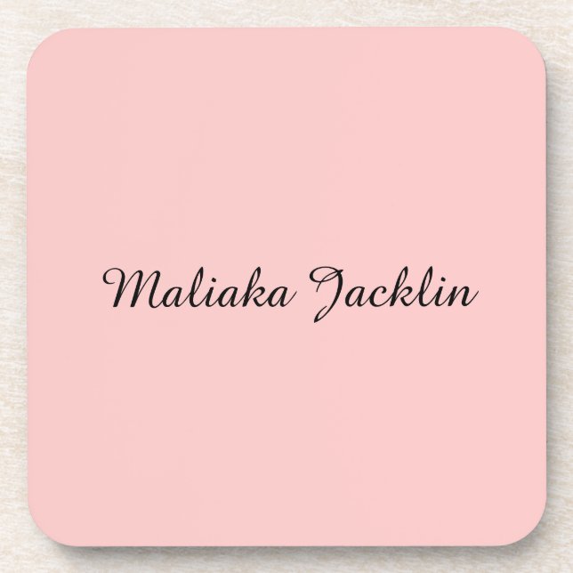 Rose Gold Modern Elegant Personalised Name Coaster (Front)