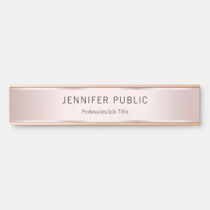 Rose Gold Modern Elegant Professional Name Home Door Sign
