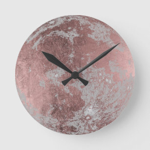 Rose Gold Modern Full Moon Round Clock