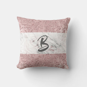 Rose Gold Modern Glam Marble & Glitter Decorative Cushion