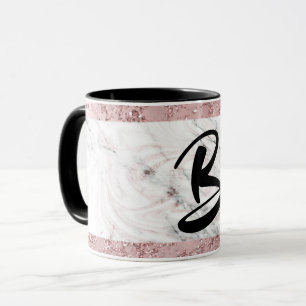 Rose Gold Modern Glam Marble & Glitter Decorative Mug