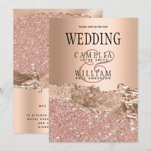 Rose Gold Modern Glamour Wedding Invite