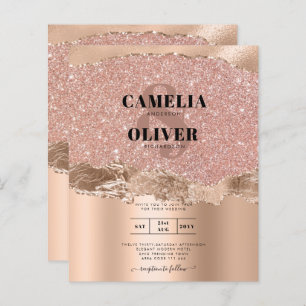Rose Gold Modern Glamour Wedding Invite