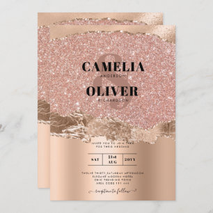 Rose Gold Modern Glamour Wedding Invite