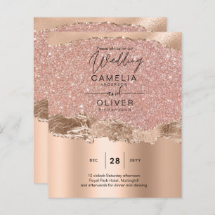 Rose Gold Modern Glamour Wedding Invite