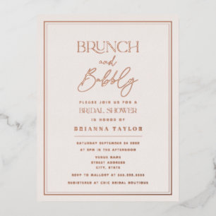 Rose Gold Modern Minimalist Bridal Shower Foil Invitation Postcard
