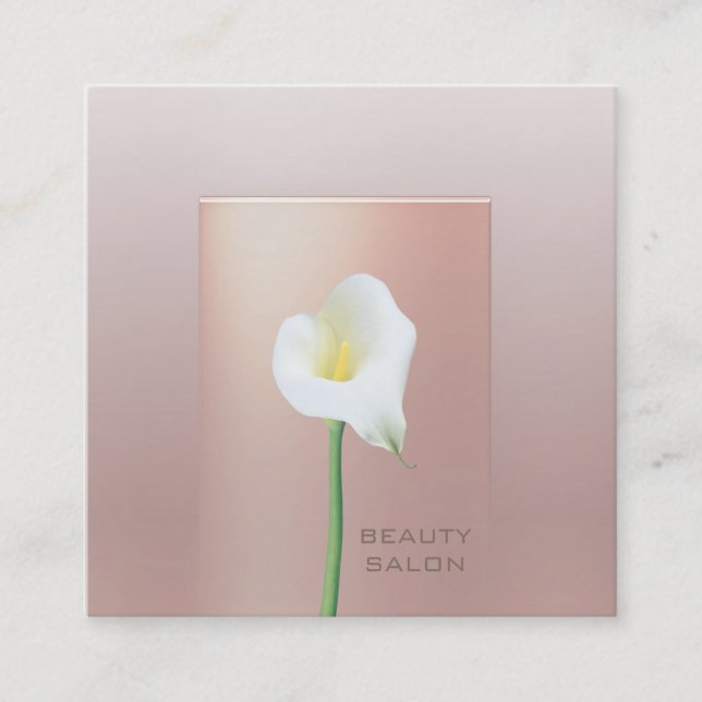 Rose gold modern pearl Calla lily Square Business Card (Front)