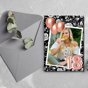 Rose Gold Modern Photo 18th Birthday Party  Invitation