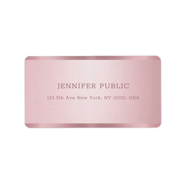 Rose Gold Modern Professional Template Address Label (Front)