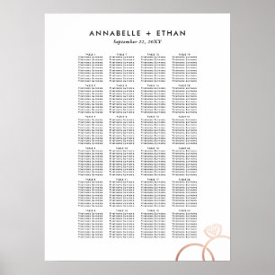 Rose Gold Modern Rings Wedding Seating Chart