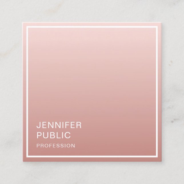Rose Gold Modern Simple Design Elegant Template Square Business Card (Front)