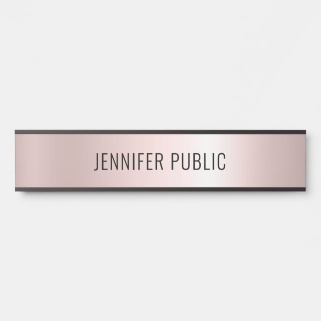 Rose Gold Modern Simple Template Home Long Door Sign (Front)