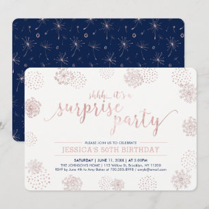 Rose Gold   Modern Surprise 50th Birthday Party Invitation