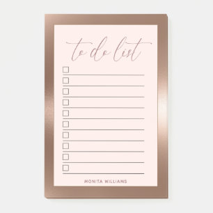 Rose Gold Modern To Do List Personalised Post-it Notes