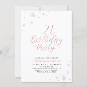 Rose Gold Modern Typography 21st Birthday Party Invitation