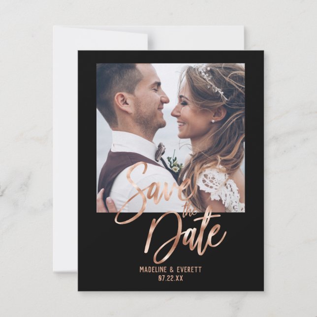 Rose Gold Modern Typography Save the Date Photo (Front)