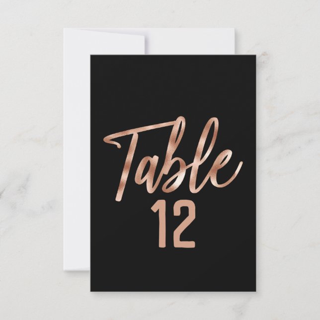 Rose Gold Modern Typography Table Number Seating (Front)