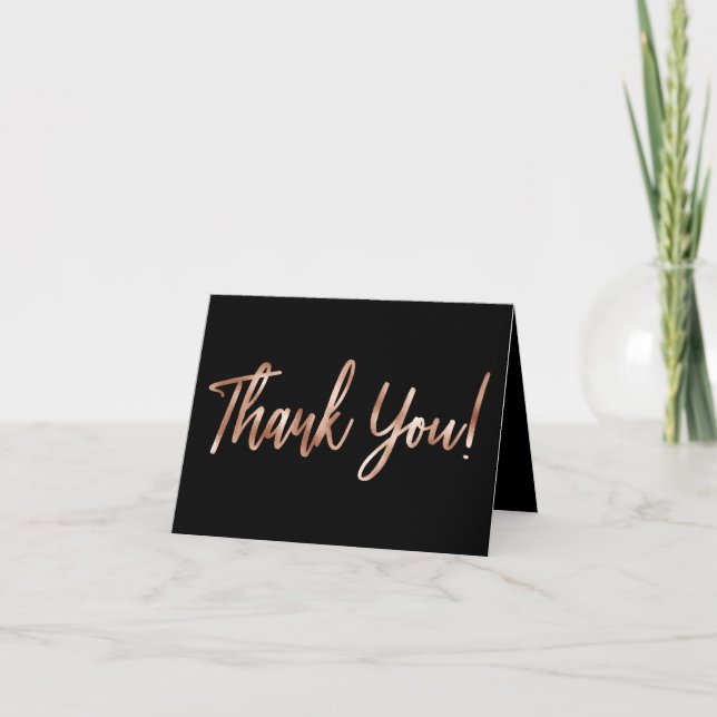 Rose Gold Modern Typography Thank You Photo Card (Front)