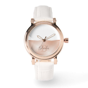 Rose Gold Monogram Add Name Minimalist Watch