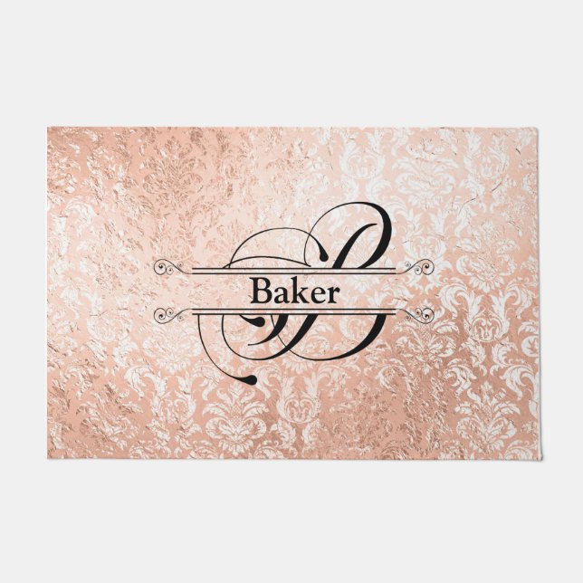 Rose Gold Monogram B Doormat (Front)