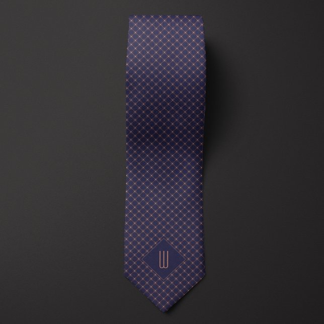 Rose Gold Monogram Diamond Pattern Neck Tie (Creator Uploaded)