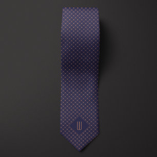 Rose Gold Monogram Diamond Pattern Neck Tie