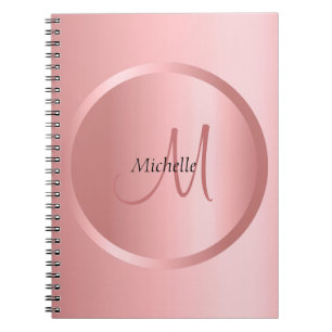 Rose Gold Monogram Elegant Modern Template Notebook