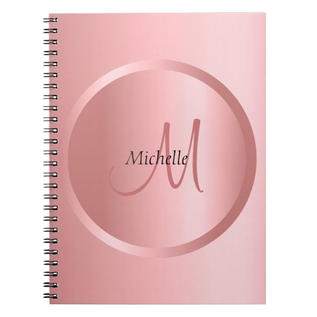 Rose Gold Monogram Elegant Modern Template Notebook (Front)