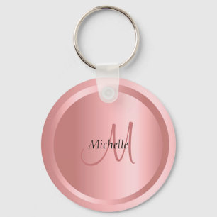 Rose Gold Monogram Elegant Template Custom Key Ring