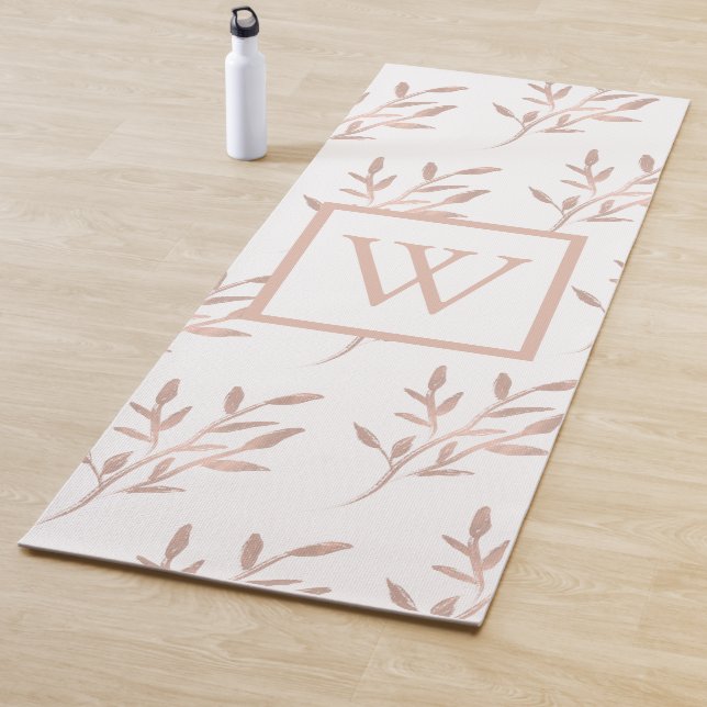 Rose Gold Monogram Foliage   Yoga Mat (In Situ)