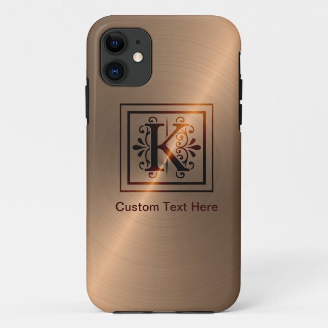 Rose Gold Monogram K Case-Mate iPhone Case (Back)